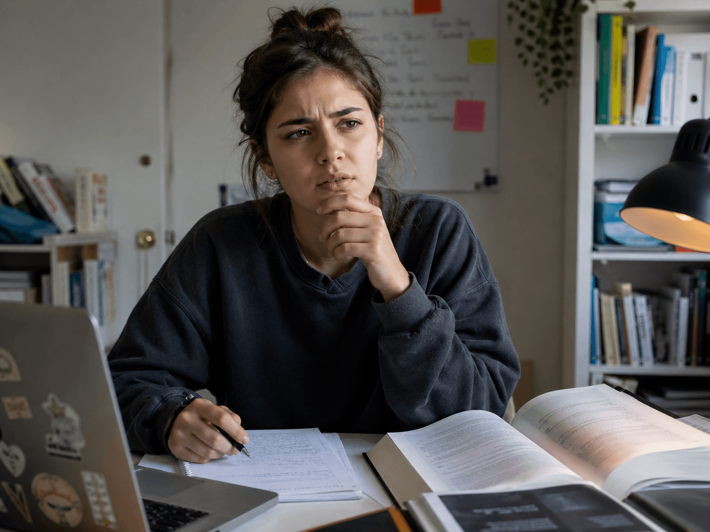 Estudiante pensando qué carrera universitaria elegir